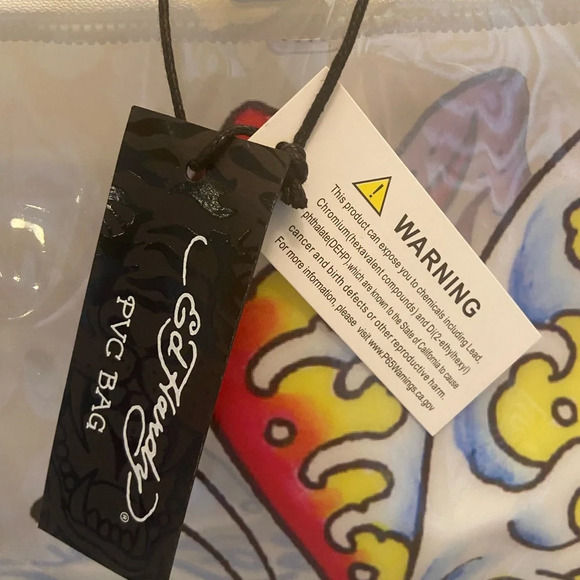 NWT Ed Hardy Large Tote Clear PVC Bag with Butterfly and zipper - Picture 2 of 7